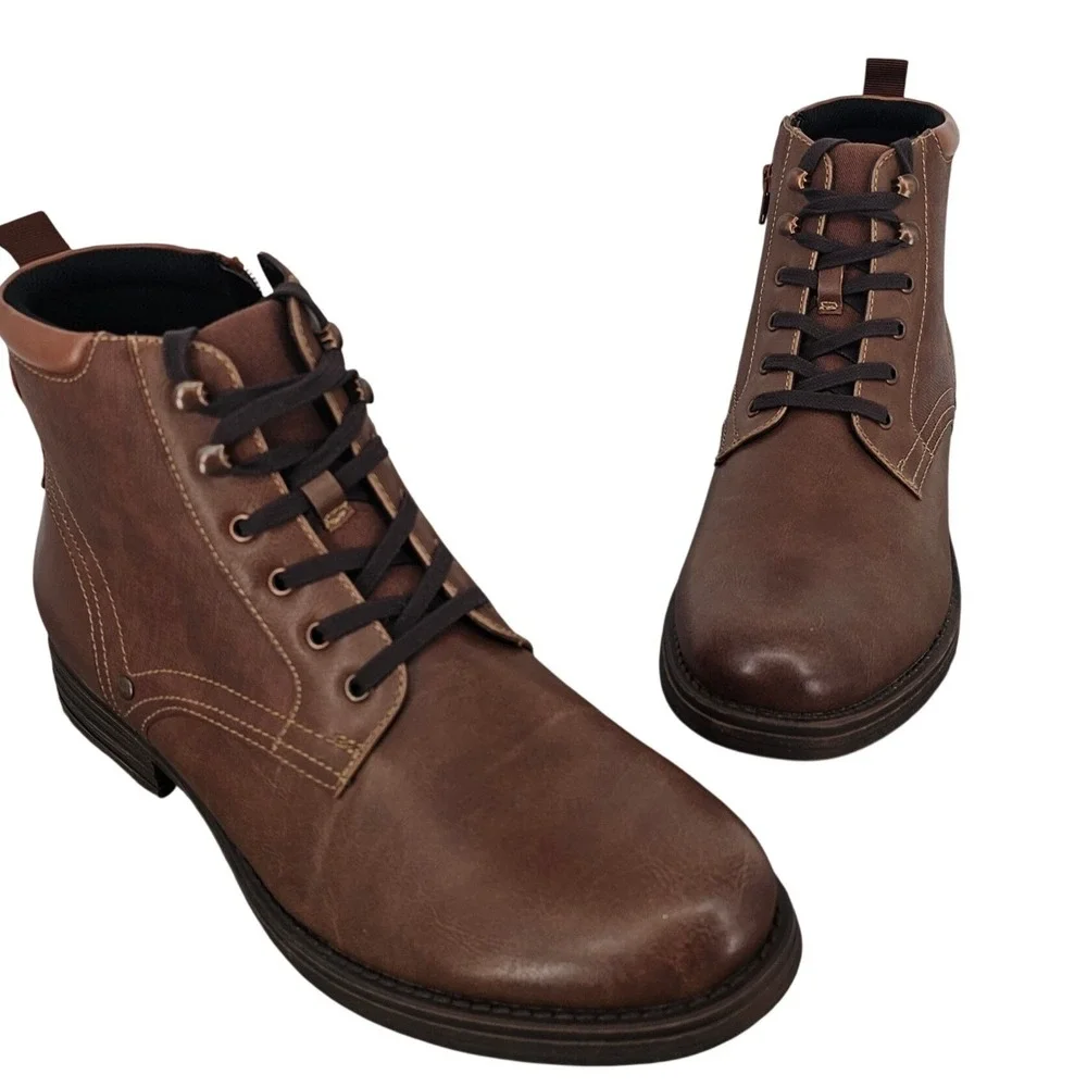 Alfani‎ Bronson Mens Brown Lace Up Side Zip Ankle Boots 11.5M 10007182500